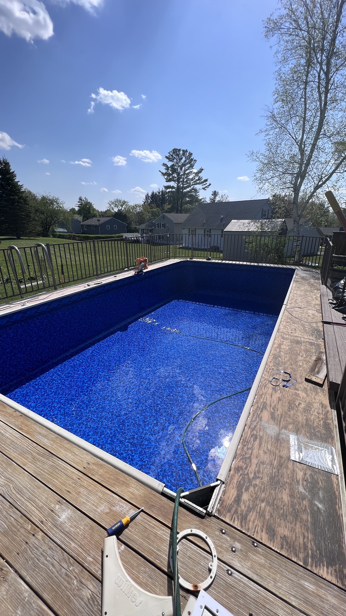 Finished residential swimming pool ready for the season